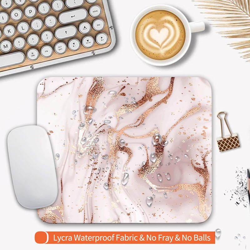 Armanza Square Mouse Pad Rose Gold Marble  Personalized Premium-Textured Custom Mouse Mat Design  Washable Mousepad Cloth  Non-Slip Rubber Base Computer Mouse Pads for Wireless Mouse - Image 3